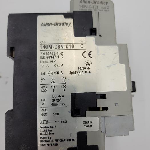 Used ALLEN BRADLEY Motor Circuit Protector Circuit-Catalog #: 140M-D8N-B40