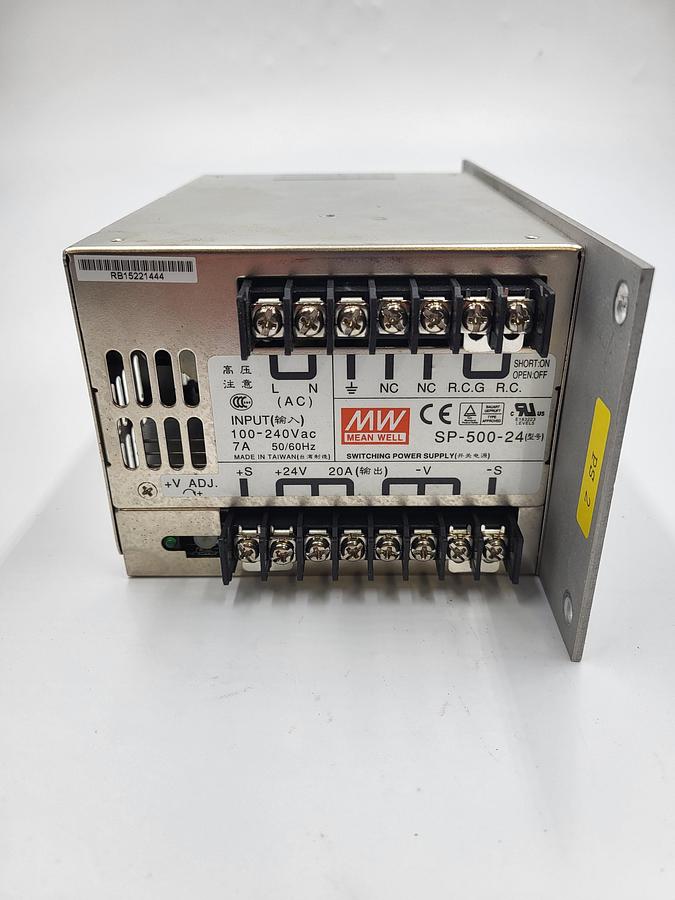 Used Mean Well Switching Power Supply SP-500-24 attached to an aluminum plate