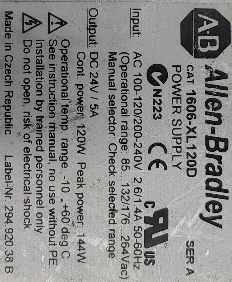 Used Allen Bradley 1606-XL120D Power Supply