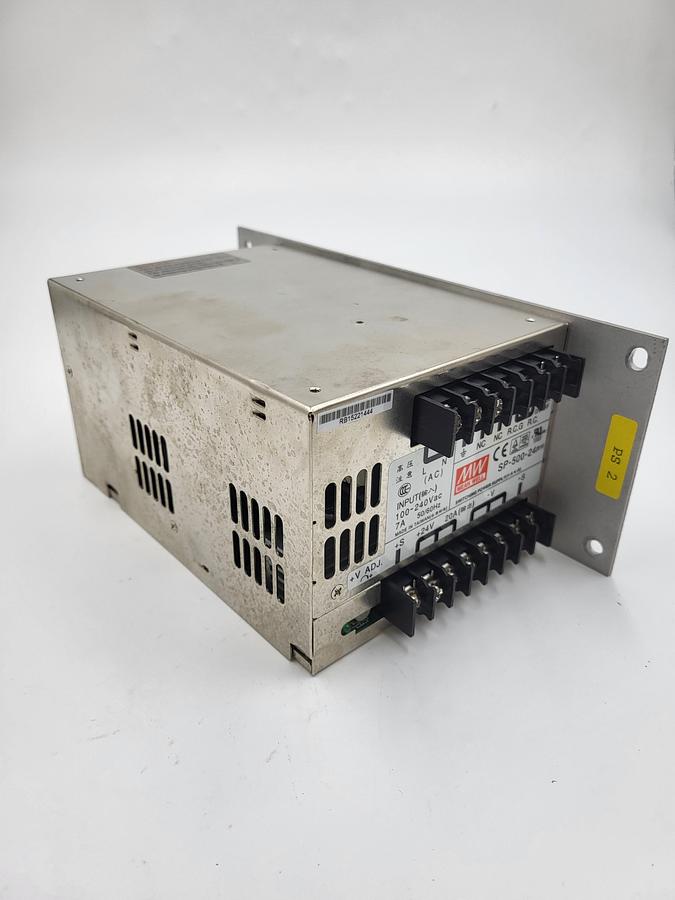 Used Mean Well Switching Power Supply SP-500-24 attached to an aluminum plate