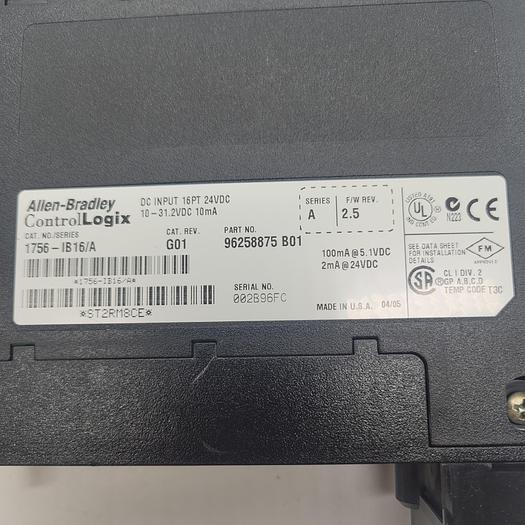 Used Allen-Bradley Control Logix 1756-IB16/A G01 Ser.A 2.5