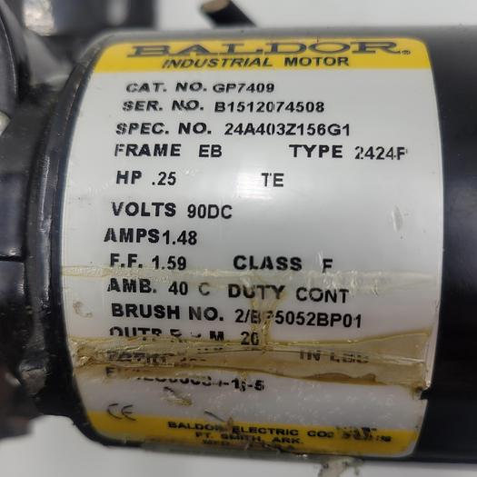Used BALDOR GP7409 .25 HP motor EB frame with 40BS15 5/8 sprocket