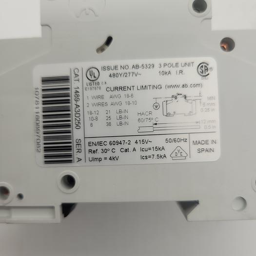 Used Allen-Bradley 1489-A3D250 Ser.A