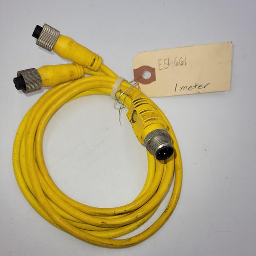 Used Lumberg Automation E54661 dual end female / 1 Meter long w/ Splitter (4 prong male)