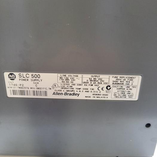 Used Allen Bradley SLC 500 1746-p2 Ser. C power supply & 10 slot rack 1746-A10