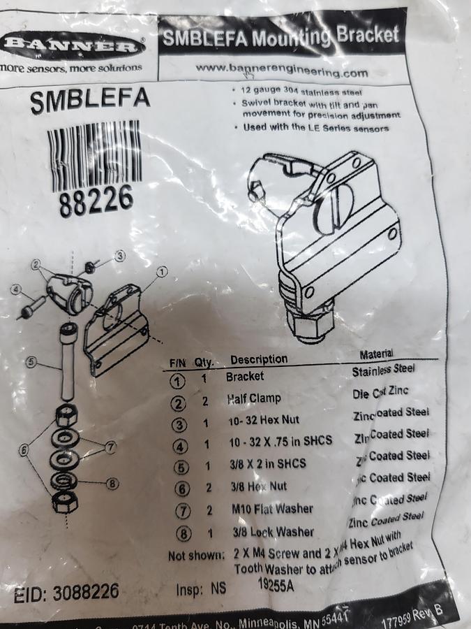 Banner SMBLEFA Mounting Bracket