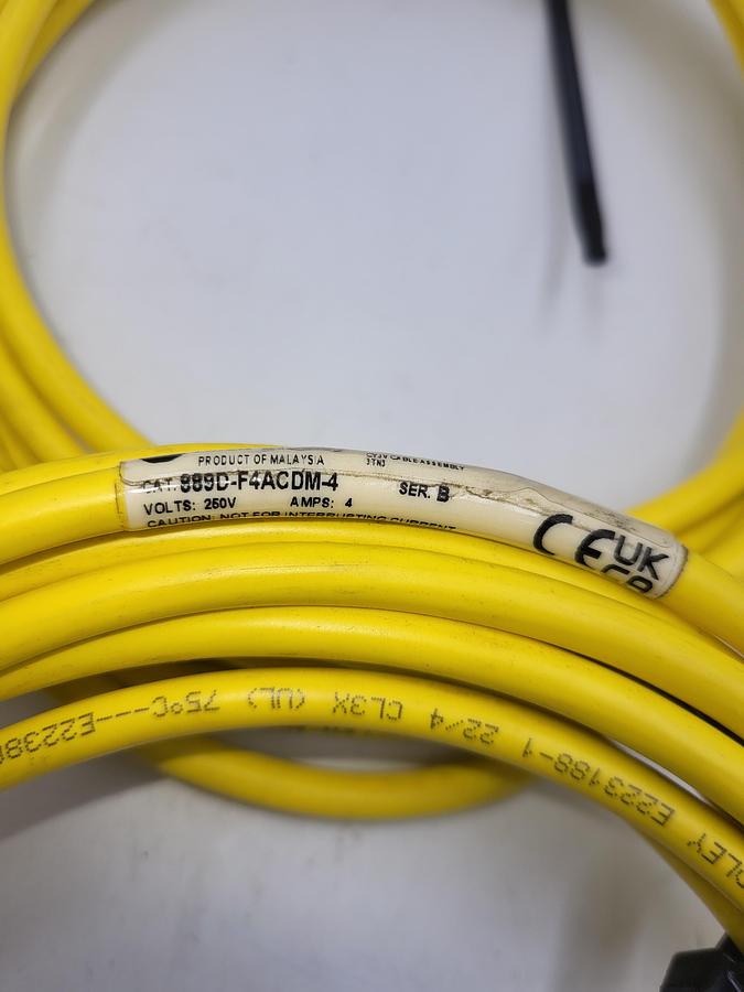 Used ALLEN BRADLEY 889D-F4ACDM-4 15' LONG 4 PIN MALE/FEMALE