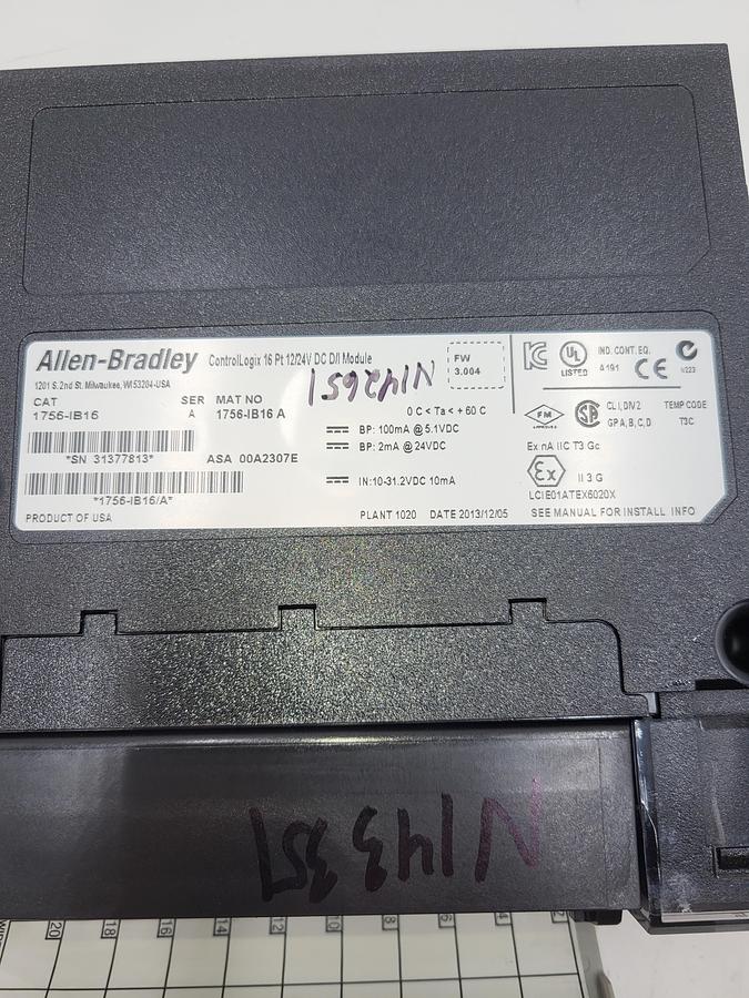 Used Allen Bradley ControlLogix 16 pt 12/24V DC Module 1756-IB16