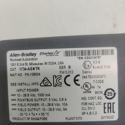 Used Allen-Bradley 1734-AENTR Point I/O