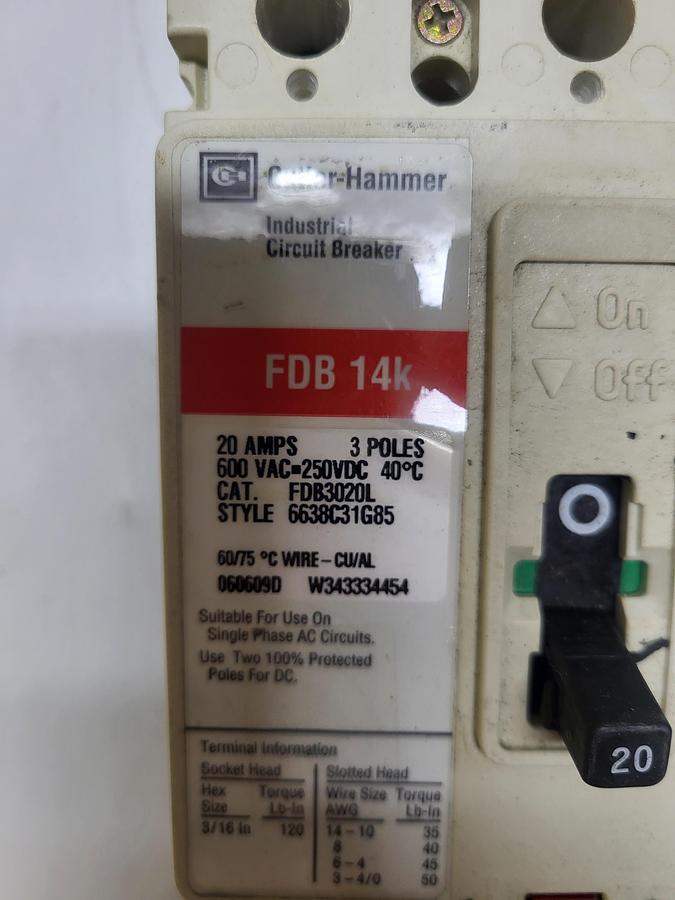 Used Cutler Hammer Westinghouse Series C Circuit Breaker FD83060L