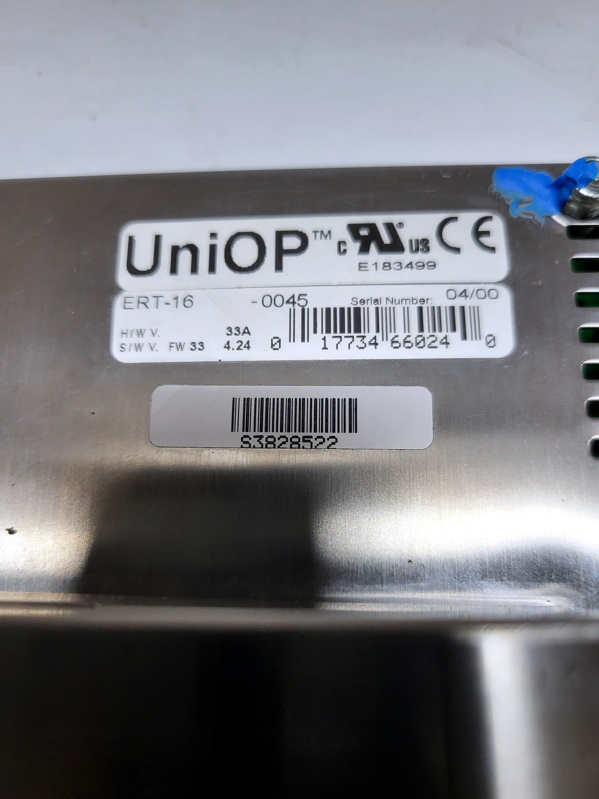 UniOP ERT-16-0045 nameplate