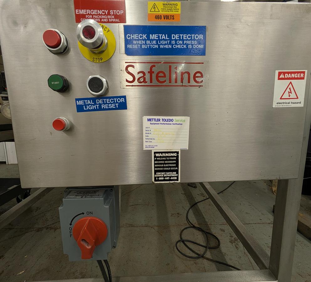 Used Safeline metal detector, stainless steel frame 