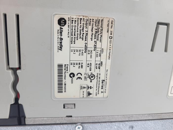 Used Allen-Bradley 20B D 022 a 3 AYNANA0