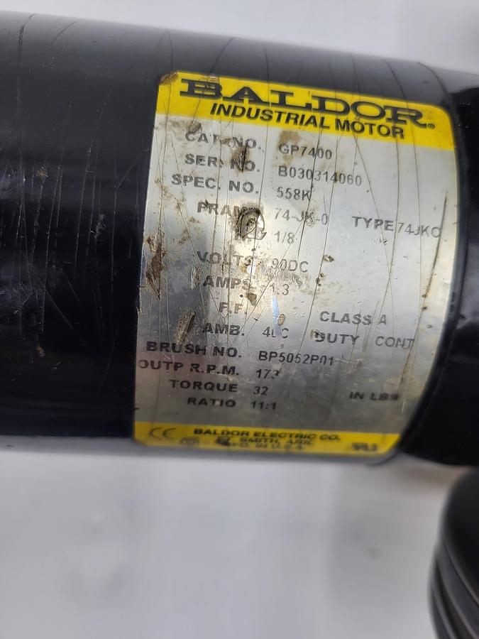Used Baldor 1/8 HP model GP7400 Frame 74-JK-0 & 6" diameter pully 5 mm belt