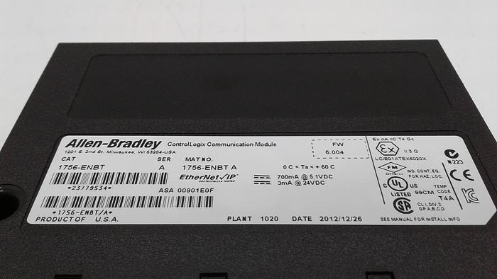 Used Allen-Bradley Control Logix Communication Module 1756-ENBT A