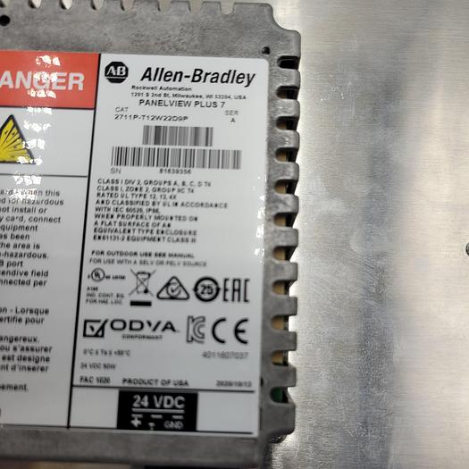Used Allen Bradley PANELVIEW PLUS 7:  2711P-T12W22D9P *NEW* with plastic protection