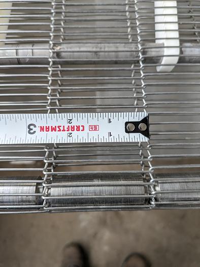 Used Wire Mesh Conveyor stainless steel 24" Wide 70" long 42" tall on wheels with VFD