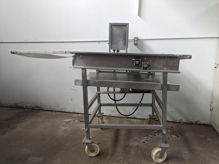 Used Wire Mesh Conveyor stainless steel 24" Wide 70" long 42" tall on wheels with VFD