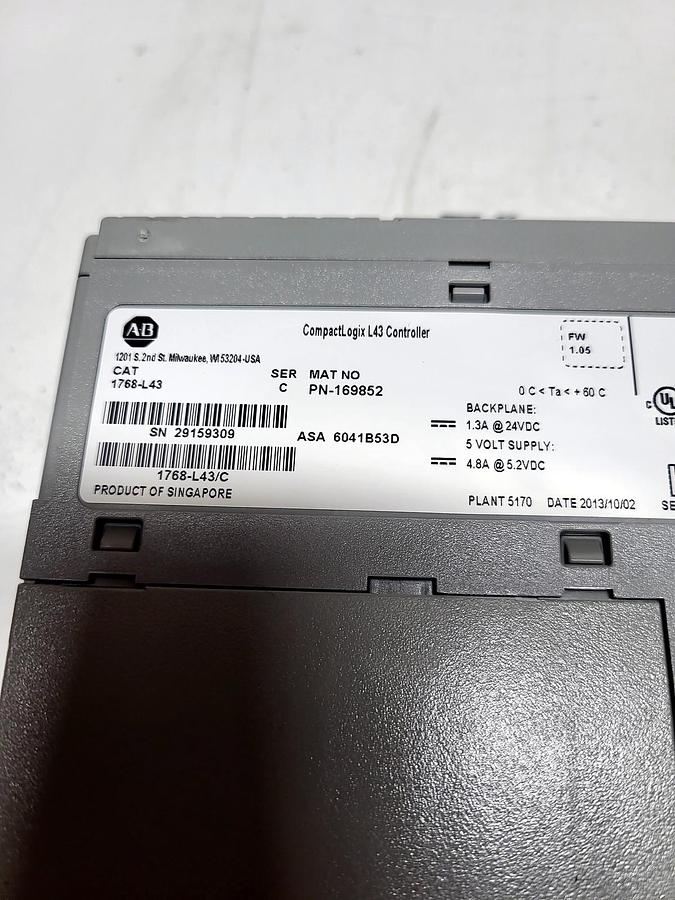 Allen-Bradley 1768-L43 nameplate