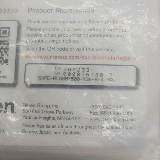 Used Nexen 966233 SAFE-RLSSB*500-138-S-A-MR