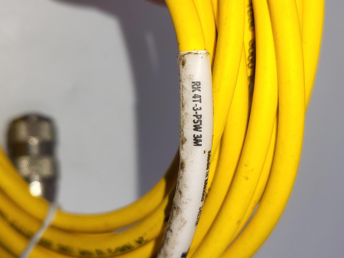 Used Turck RK 4.4T-3 Cordset, M12 Female to Cut-end, Gray, 4 cond., 3 meters