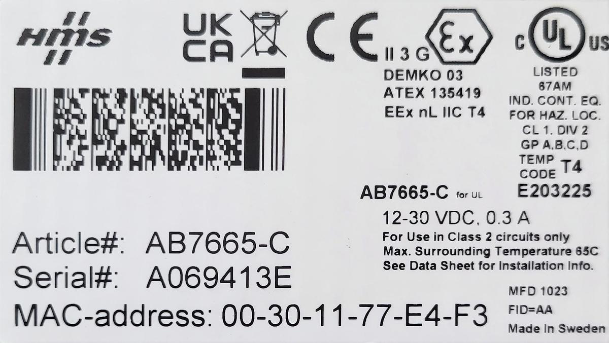 HMS Gateway Modular Ethernet J1939 / AB7665-C **NEW*