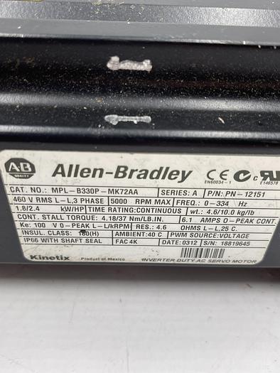 Used Allen-Bradley MPL-B330P-MK72AA Ser A