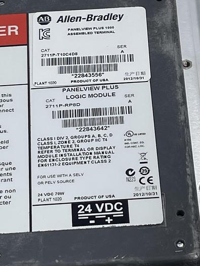 Used Allen-Bradley 2711P-T10C4D8 Ser A, 2711P-RP8D Ser A, 2711P RDT10C Ser B