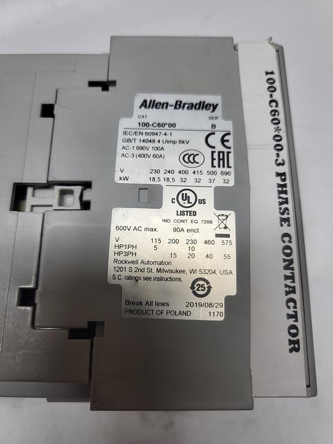 Used Allen-Bradley 100-C60*00 Ser.B