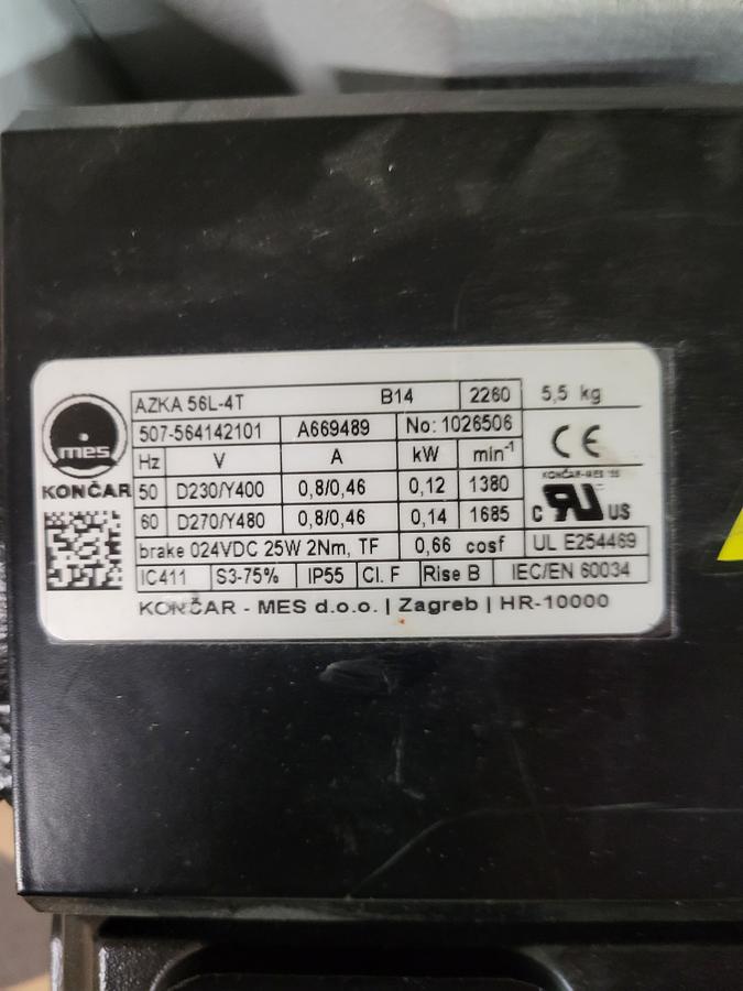 Used Weiss TC0120G Rotary Indexing Table 0.14KW 1685RPM D270/480V & AZKA 56L-4T / 507-564142101