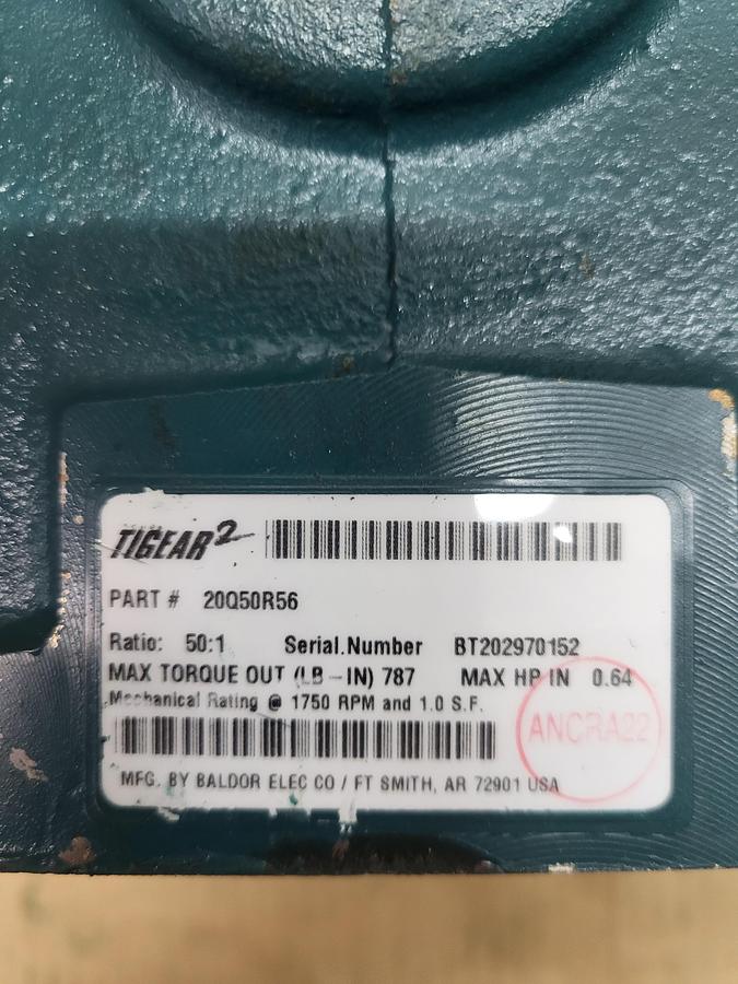 Tigear-2 Right Angle Worm Gear Reducer 20Q50R56 50:1 ratio *NEW no box*