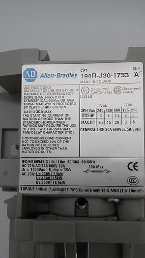 Used Allen-Bradley 194R-J30-1753
