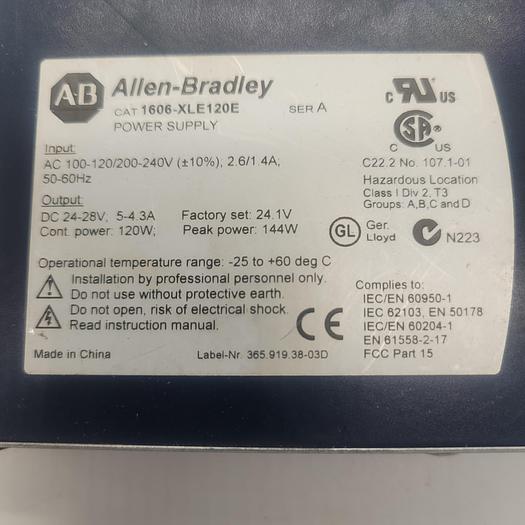 Used Allen-Bradley Power Supply 1606-XLE120E
