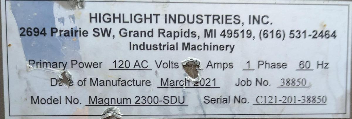 Used Highlight  2300-SDU case tape machine