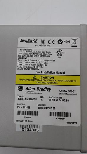 Used Allen-Bradley Stratix 5700 1783-BMS20CGP