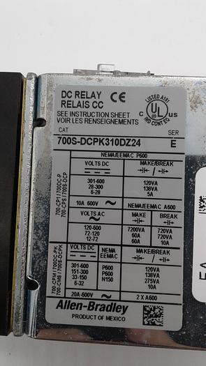 Used Allen-Bradley Master Safety Control Relay 700S-DCPK310DZ24