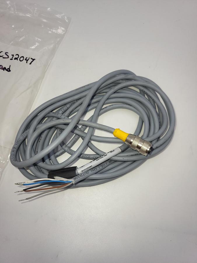 Used Turck RK 4.5T-5 Cordset, M12 Female to Cut-end, Gray, 5 cond., 5 meters