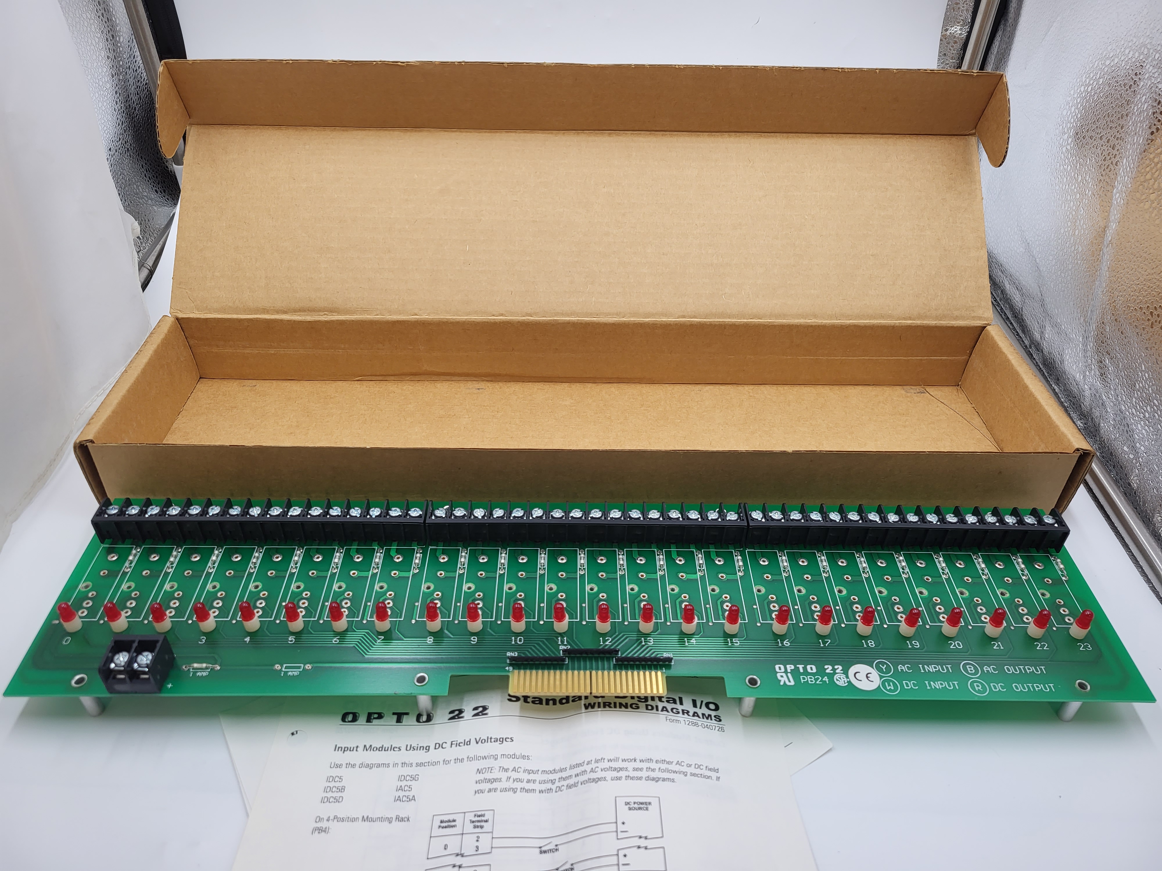 Opto 22 - PB24 I/O mounting rack accommodate up to 24  standard G1 digital single-channel  I/O modules *NEW IN BOX*