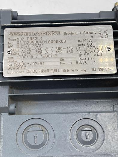 Used SEW EURODRIVE S37 DR63L4