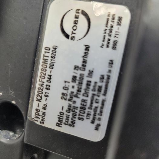 Used ALLEN BRADLEY AC SERVO MOTOR VPL-B1153F-PK12AA & STOBER GEAR BOX K202AQF0280MT10