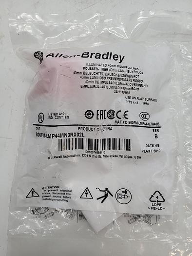 Authentic Allen-Bradley illuminated 40mm 800FM-LMP44MN3RX02L Ser.B
