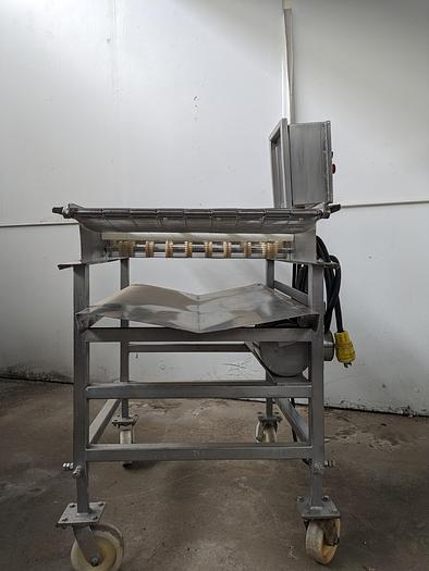 Used Wire Mesh Conveyor stainless steel 24" Wide 70" long 42" tall on wheels with VFD