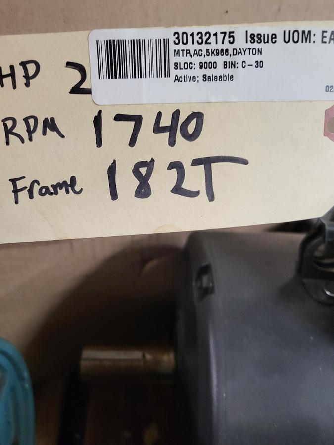 Used Dayton 5K966BA - 2 HP TEFC 230 V 182T frame motor
