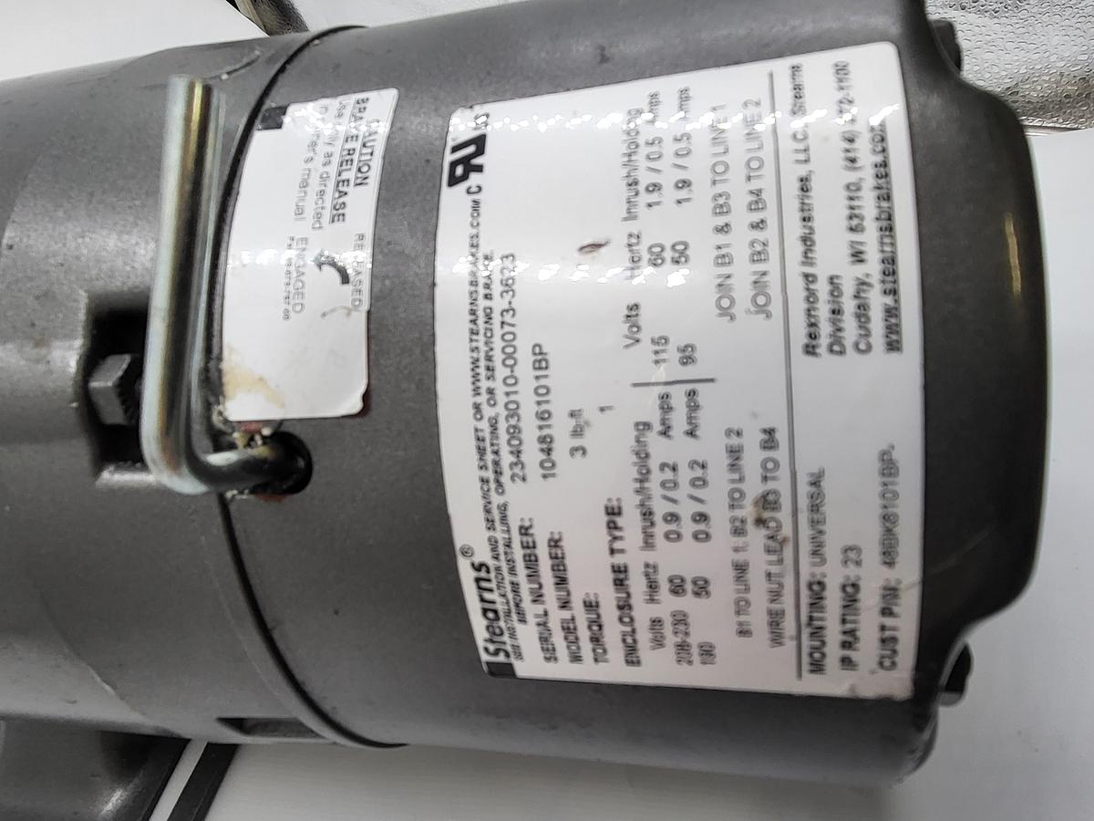 Used Baldor 1/2 HP 56 frame BW3538 & 104816101BP STEARNS 3FT-LB NEMA2 BRAKE