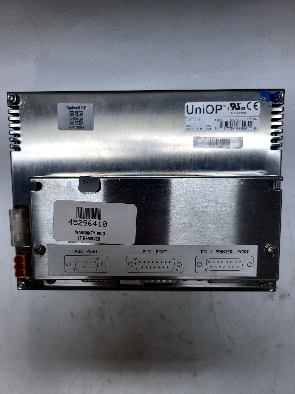 UniOP ERT-16-0045 nameplate