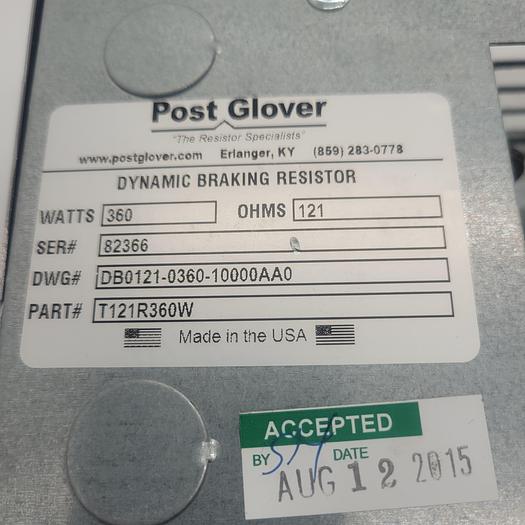 Used Post Glover Dynamic Braking Resistor T121R360W
