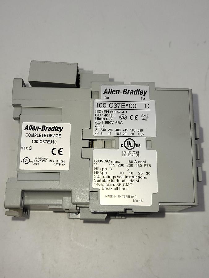 Used Allen Bradley 100-C37E / 100-C37EJ10 contactor 37 AMP