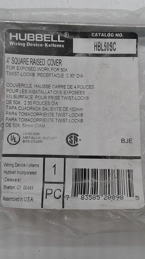 Used Hubbell Wiring Device Kellens 4" Square Raised Cover HBL50