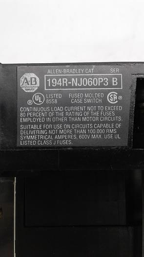 Used Fused Molded Case Switch 194R-NJ060P3 B
