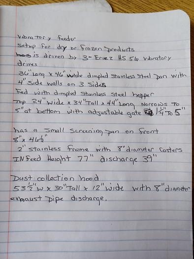 Used vibratory feeder conveyor pasta separator